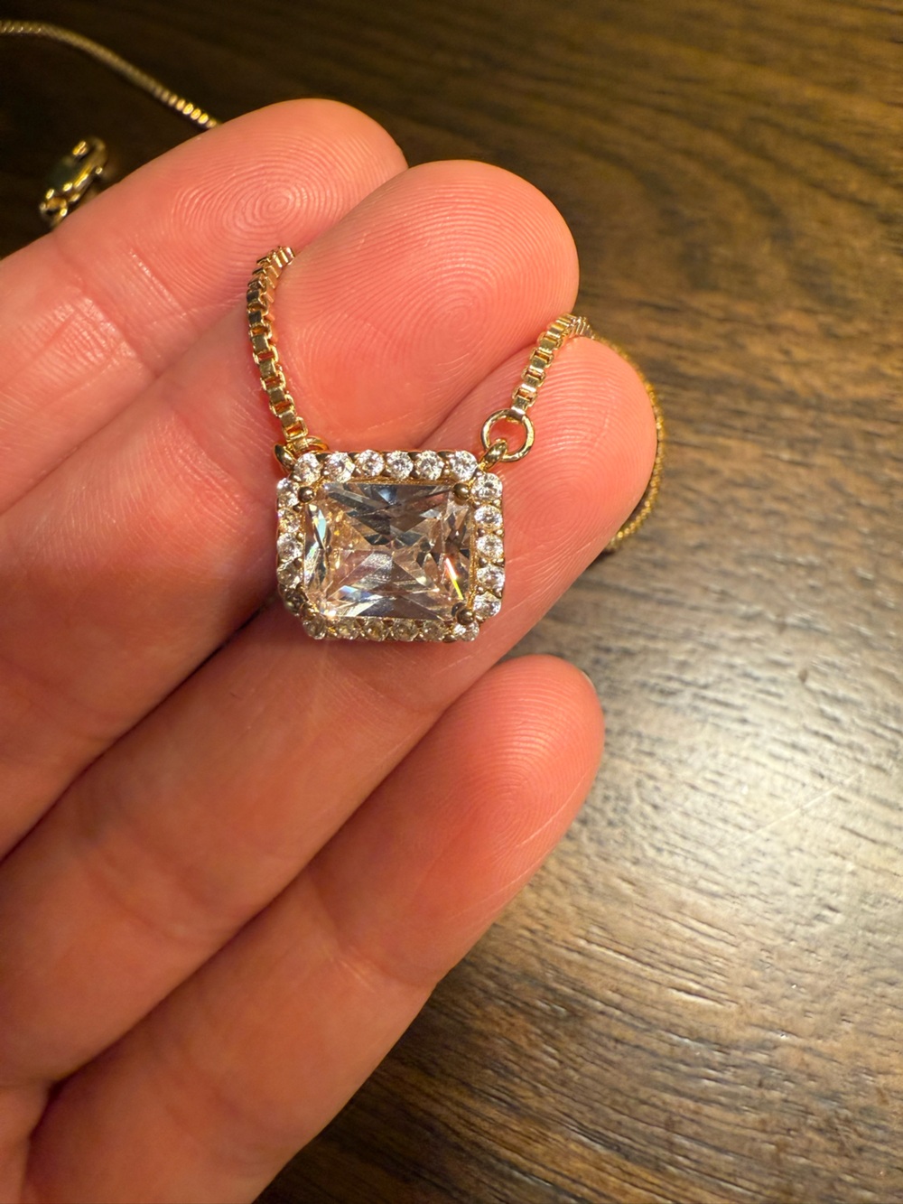 Pendant 18K Gold Plated Necklace with brass, cubic zirconia